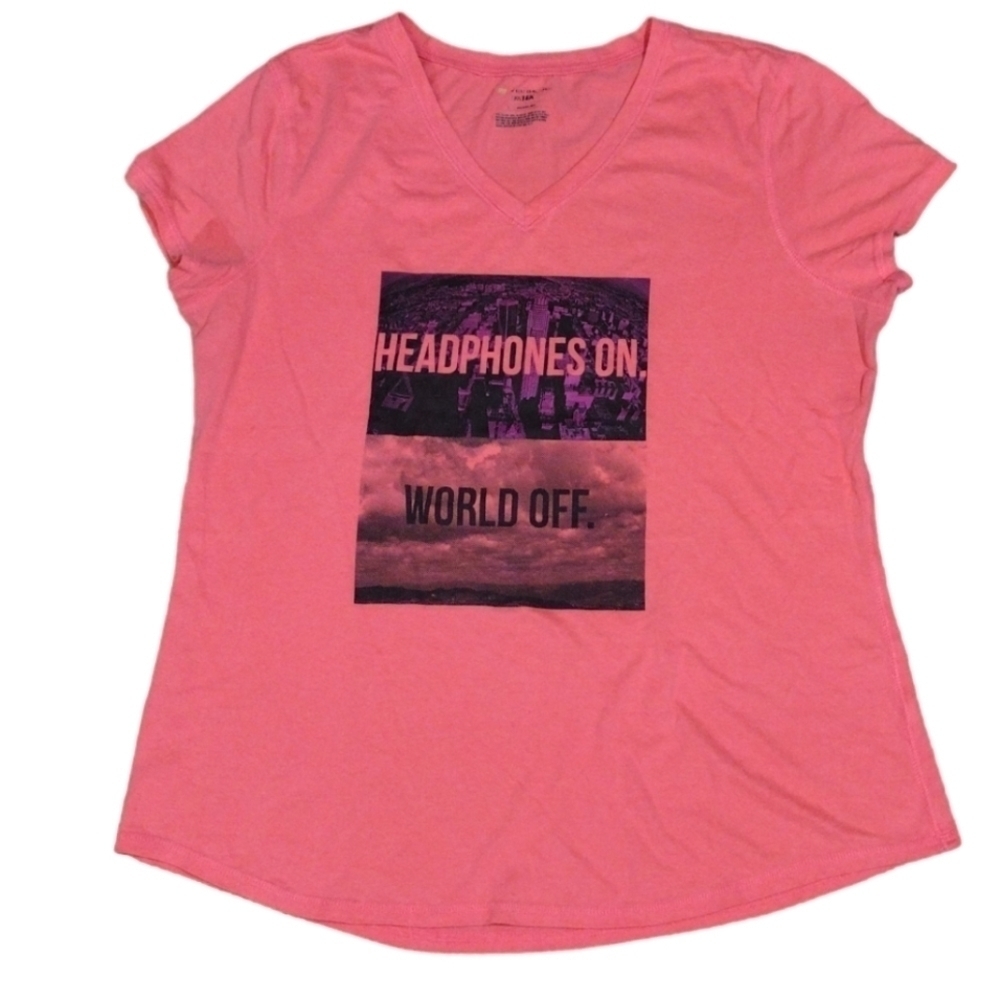 Tek Gear Headphones On World Off T-Shirt